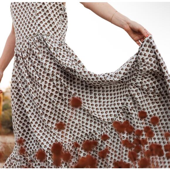 B51 Daughters of India Manjari Maxi Dress Floral XS Ruffle Boho Cottage Flowy - Picture 3 of 11